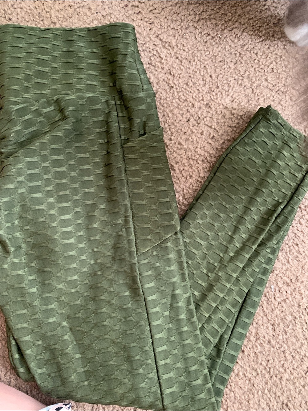 Women’s Olive Textured Leggings - Unknown Brand